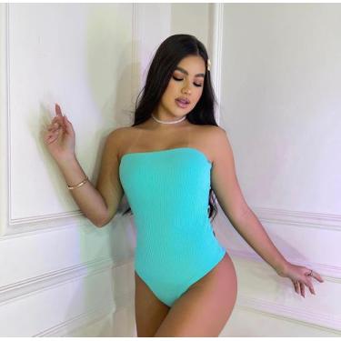 Imagem de Body sem alça decote reto Verão 2024 blusa feminina Anarruga liso - St