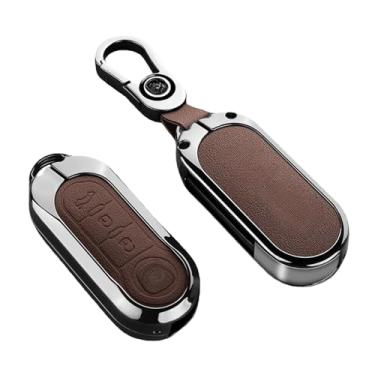 Imagem de Capa protetora para chave remota de carro, compatível com fiat ducato 500 500l panda grande punto lancia musa(E-brown keychain)
