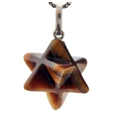 Imagem de Colar Merkaba Pedra Olho de Tigre Extra Pino Prata 950 - CristaisdeCur