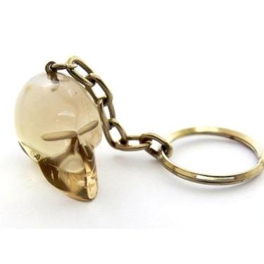 Imagem de Chaveiro Cranio Cristal Tok Fume Caveirinha Natural Prateado - Cristai