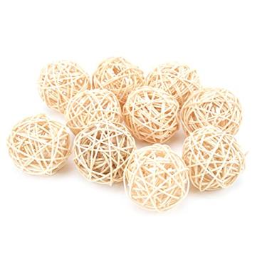 Imagem de Generic Sepak Takraw Toy Natural Rattan Brinquedo de Mastigar Seguro para Papagaio, Pacote Com 10 para Mastigar Pássaros e Brincar (5cm de cor original)