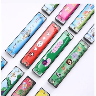 Imagem de 14 peças de gaita de desenho animado, lindos instrumentos musicais, pacote kazoo para violão, violino, piano, teclado, ukulele, para presente de festa de aniversário de Natal