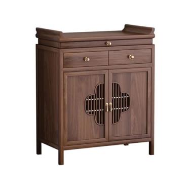 Imagem de KEG801302 Suporte de Santuário Novo Estilo Chinês Nogueira Preta com Gaveta Buda Nicho Incenso Mesa Altar (Médio)