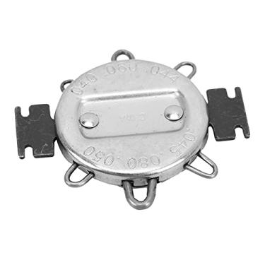 Imagem de Naroote Ferramenta de Ajuste de Lacuna de Vela de Ignição, Medidor de Vela de Ignição de Alumínio Cromado de Alta Resistência para Acessórios de Motocicleta (Preto Prata)