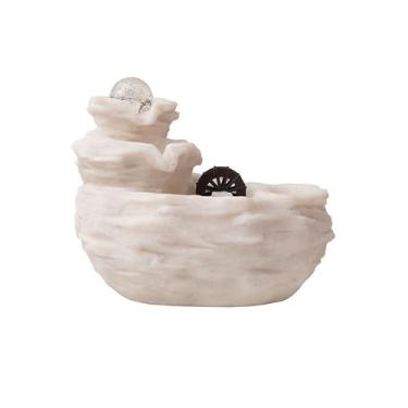 Imagem de Fonte de água de mesa interna para relaxar em cascata para decoração de casa e escritório, decoração de casa (branca)