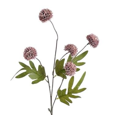 Imagem de Buquê Artificial de Dente-de-Leão e Rosas com Folhas de Eucalipto – Flores de Seda Decorativas(Roxo)