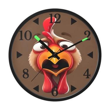 Imagem de STAYTOP Relógio de parede de LED com rosto de peru fofo de Ação de Graças para quarto com brilho noturno, relógios de parede silenciosos de 30 cm para decoração de sala de estar, controle de som