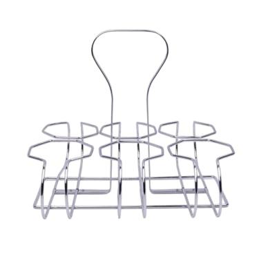 Imagem de Generic Cesto organizador de ferro para garrafas de vinho, com capacidade para 6 garrafas, suporte para cerveja, adega e porta-vinhos para bar, casa de campo, Prata