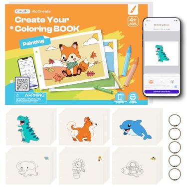 Imagem de Caydo Crie seu próprio livro de colorir para crianças com o aplicativo | Substitua livros fixos | 40 folhas de papel de desenho sem ácido de 160 gsm (em branco) | 140 estampas | Presentes de Natal e