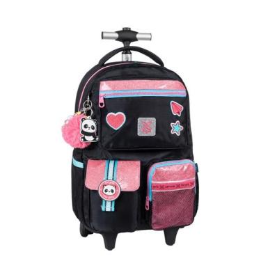 Imagem de Mochila Escolar Rodas e Costas Luxo Glitter Panda 13930 - Xeryus