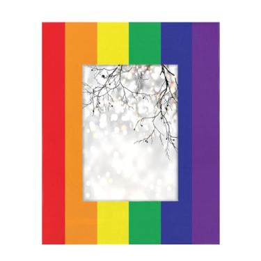 Imagem de Pardick Moldura de madeira Pride Rainbow Gay LGBTQ, 12 x 18 cm, para exibição de imagens, 12 x 18 cm, sem tapete, para quarto, sala de estar, decoração de casa