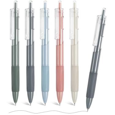 Imagem de Canetas de gel pretas, 5 peças de canetas retráteis de 0,5 mm, canetas de escrita suave de ponta fina, canetas esferográficas de secagem rápida para diário, canetas bíblicas, casa, escritório, escola,