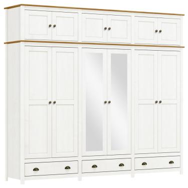 Imagem de Guarda Roupa Casal 12 Portas Com Espelho e Maleiro Mazzaro F06 Branco Freijó - Lyam Decor