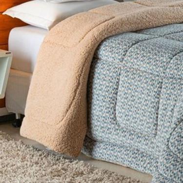 Imagem de Edredom Coberdrom Sonobom Solteiro Sherpa e Manta - Rosê Cinza