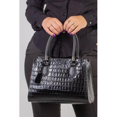 Imagem de Bolsa baú estruturada de couro croco verniz Talita