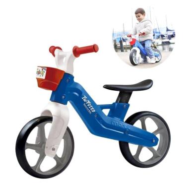 Imagem de Bicicleta Azul Infantil Sem Pedal Banco Ajustável E Cestinha