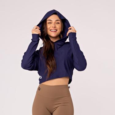 Imagem de Cropped Feminino Curto de Moletinho com Capuz e Manga Longa-Feminino