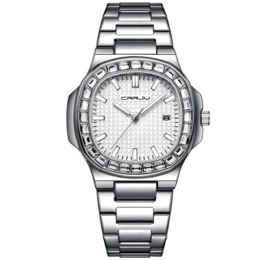 Imagem de Relogio Masculino Casual Quadrado Em Aço Inoxidável Impermeavel 3atm Branco