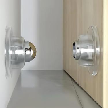 Imagem de Batente de porta magnético - Suporte de porta de força padrão de unidade única para uso doméstico e RV, posicionador magnético básico de porta (preto) (transparente)