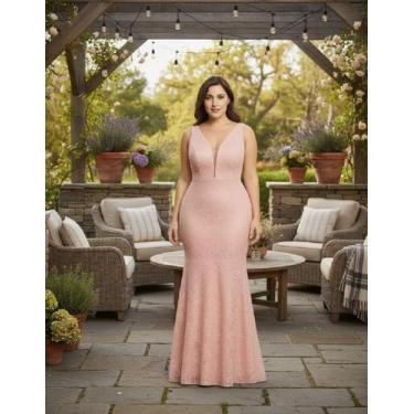 Imagem de Vestido Noiva 42 Renda Plus Size Civil Madrinha Festa Longo - Bella Fe
