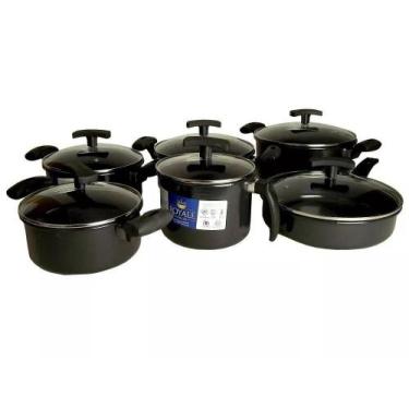 Imagem de Jogo 6 Panelas Cerâmica Indução Tampa De Vidro - Royale