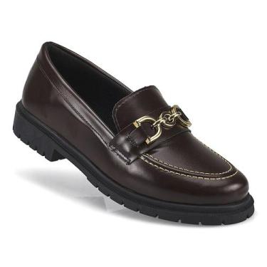 Imagem de Mocassim Oxford Feminino Sapatilha Tratorado Loafer Conforto Cor:Marro