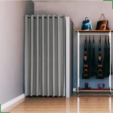 Imagem de cortina para provador tecido blackout cinza 1,40x2,00 - BF confeccoes