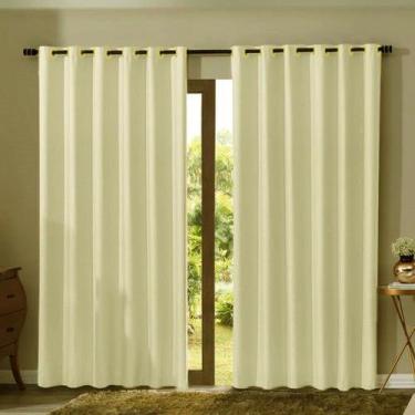 Imagem de cortina para sala em tecido microfibra palha 2,00x1,80 - B.F CONFECÇOE