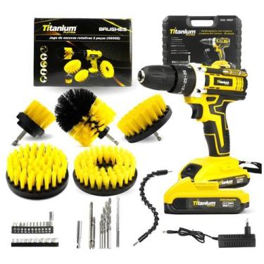 Imagem de Kit Parafusadeira Carbon 2 Baterias 21V Maleta e Acessórios 6 Escovas 