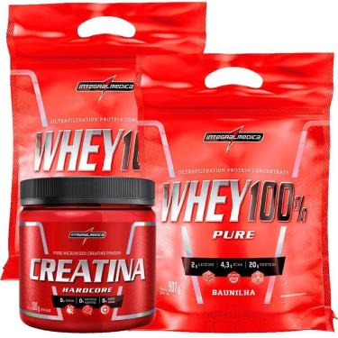 Imagem de Kit 2 Whey 100% Pure 907g Refil  + 1Creatina Hardcore Reload 300g - IntegralMédica-Unissex