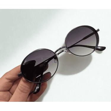 Imagem de Óculos de sol oval unissex - HOOP, Preto com lente preta, M, METAL