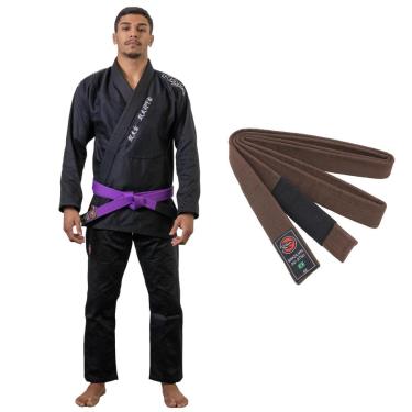 Imagem de Kimono Jiu Jitsu Hanzo Trançado Reforçado 450g Preto com Faixa Naja Extreme-Unissex