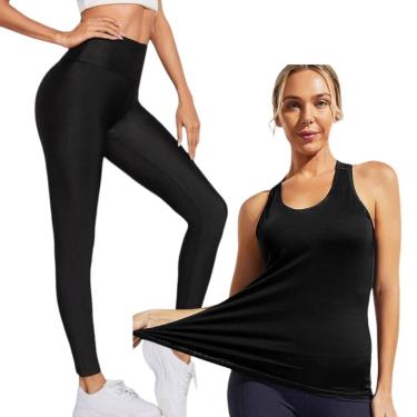 Imagem de Conjunto Camiseta REGATA MALHA FRIA POLIAMIDA + Calça Legging Leg BÁSICA COLORIDA Fitness 587-Feminino