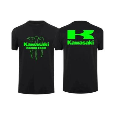 Imagem de Camiseta Masculina De Verão Em Algodão Puro, Casual, Da Equipe Kawasak