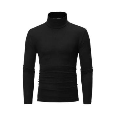 Imagem de Camiseta Masculina Slim Fit Básica De Gola Alta Casual Pullover Moda P