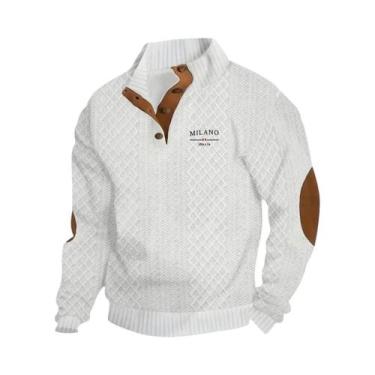 Imagem de Moletom Masculino Quente E Macio, Amigo Da Pele, Estilo Henry, Padrão 