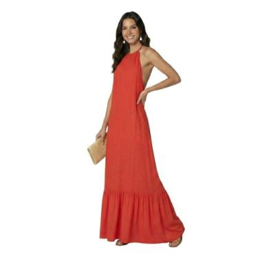Imagem de Vestido Longo Frente Única Forrado Decotado Festa Casamento Formatura 