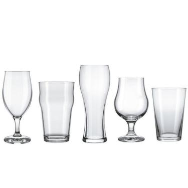 Imagem de Conjunto de Copos para Cervejas Especiais 5 Peças para Degustação em Vidro Sodacal Lavável em Lava-Louças Transparente