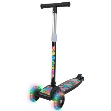 Imagem de Patinete infantil 3 rodas com luzes led dobrável e ajustável menino me
