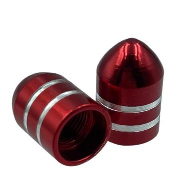 Imagem de Tampa Valvula Alum. Bike Carro Moto Bico Pneu Par Vermelho - BIKE STIL