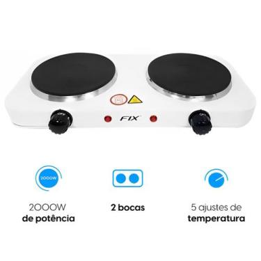 Imagem de Fogão Cooktop Elétrica Duas Bocas Chapa Portatil 110V/127v - BRANCO - 