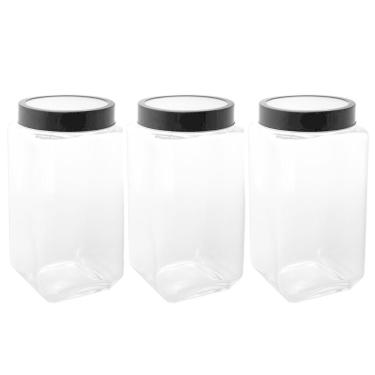 Imagem de Kit 3 Porta Mantimentos de Vidro 2,2L com Tampa de Metal Pre