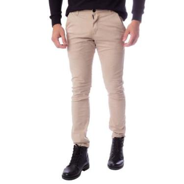 Imagem de Calça Masculina de Sarja HMO Jeans Slim Bege, Bege, 48