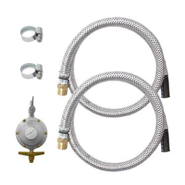 Imagem de Kit Gás Regulador 2 Mangueiras 1m Para Fogão Cooktop Botijão - MACFLEX