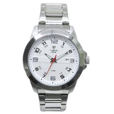Imagem de Relógio Masculino de Aço Tuguir Analógico 9169D Prata Branco