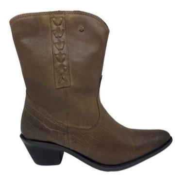 Imagem de Bota Feminina Western Perlatto em Couro, 37, Tabaco