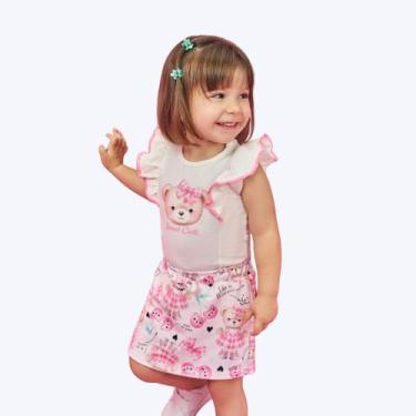 Imagem de Conjunto Body Manga Curta Ursinho e Shorts-Saia Bebê Menina Mundo Cint