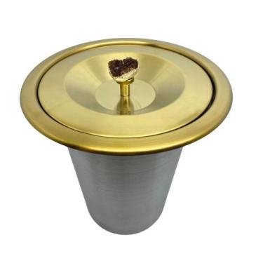 Imagem de Lixeira Dourada em Aço Inox para Embutir Com Cristais Fineza, Citrino,