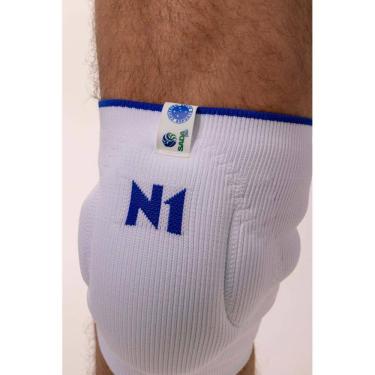 Imagem de Joelheira Slide Branca Gg Licenciada Cruzeiro Knit 3D Eva 15Mm Alta Proteção Impacto Estabilidade E Conforto Para Esportes N1 Sport