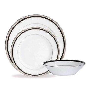 Imagem de Baixela de pratos em porcelana Noritake Toorak Noir Platinum 18 peças